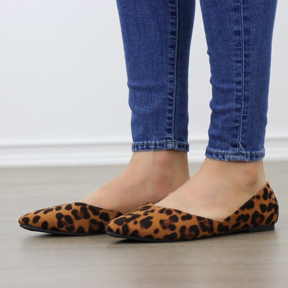 Leopard Print Vegan Suede Slip On Flats - Picture 9 of 16